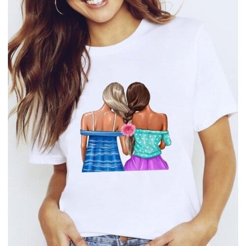 White T-shirt womens shirt fashion friend printed T shirt womens summer short-sleeved casual street clothing Tshirt