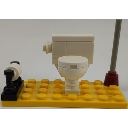 Locking Blocks City MOC Home Toilet Set Sale Furniture Cleaning Building Blocks Toys for Children Assembled City Diy Block Parts