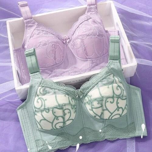 Women Full Coverage Wire Free Non-Foam Lace Bra 34 36 38 40 42 B C D E F