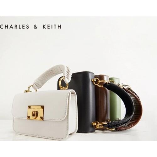 CHARLES＆KEITHNew Arrival for Spring2021CK2-50781528Ladies Fashion Shoulder Bag Solid Color Woven Cover Hand Small Square Bag