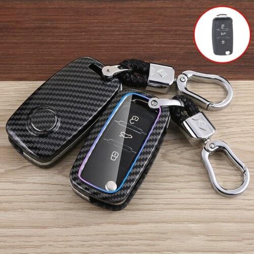 ABS Carbon Fibe Car Remote Key Full Cover Case For Volkswagen VW Polo Bora Tiguan Passat Golf 6 Lavida Scirocco Skoda Key Holder