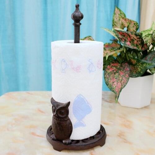 Owl Cast Iron Napkin Tissue Paper Holder Vintage Rustic Toilet Roll Paper Holder Country Accents Home Table Center Paper Rack