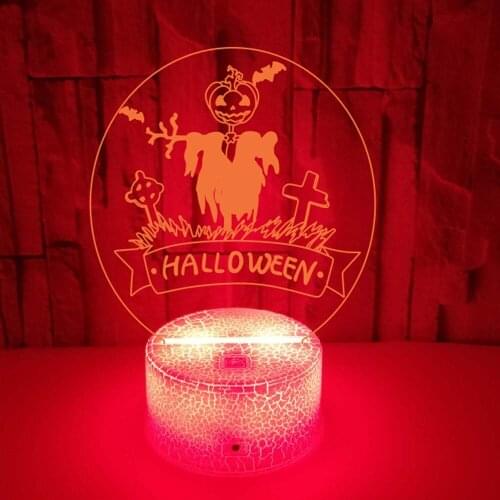 Halloween Decorative Pumpkin Ghost 3D Lamplight Gifts Toys LED USB Mood Night Light Multicolor Luminaria Bedroom Table Lamp