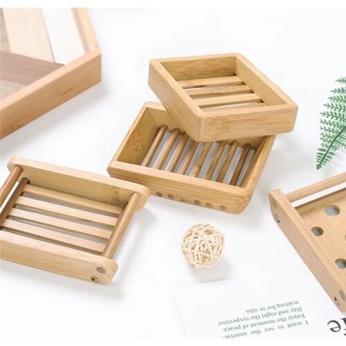 Wooden Natural Bathroom Soap Dish Storage Box Bamboo Soap Dishes Tray Holder Storage Soap Rack Plate Box Container Portable