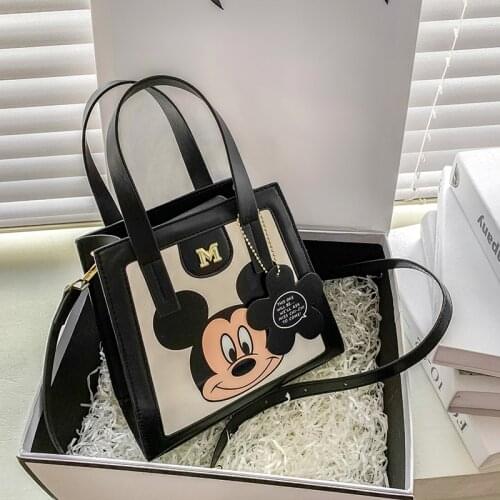 Disney cartoon Mickey Minnie shopping bag new printed soft leather ladies fashion handbag girls all-match shoulder messenger bag