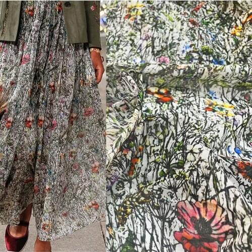 145cm Width Colorful Flower Printed Thin Cotton Fabric For Woman Blouse Summer Dresses DIY Cloth Sewing