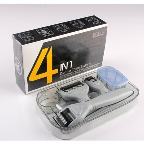 Hot Sale 4 in 1 Grey and White Titanium Derma Roller Micro Needle Roller Anti-Aging Skin Care Derma Roller