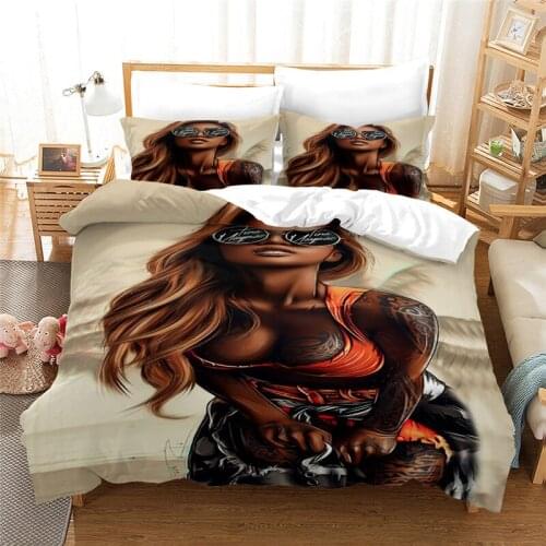 African Girl 3D Printed Luxury Bedding Sets Duvet Cover Set With Pillowcase Bedlinen Western Style Bed Set Full Size