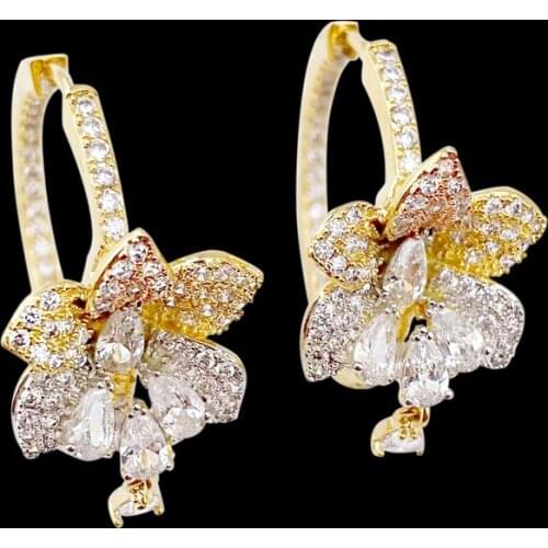 Lanyika Fashion Jewelry Stylish Elegant Artistic Flower Water Drop Plated Micro Party Romantic Earrings Banquet Daily Best Gift