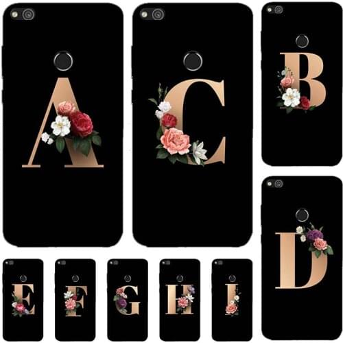 For Huawei Ascend P8 Lite 2017 P9 Lite 2017 Honor 8 Lite 5.2" PRA-LX1 PRA-LA1 Case Cute Lovely Flowers Black Letters Soft Cover