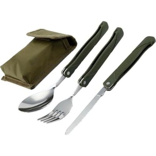 Long cookware backpack Spork fork stainless steel fold knife utensil spoon set combo Picnic camp cutlery tableware flatware