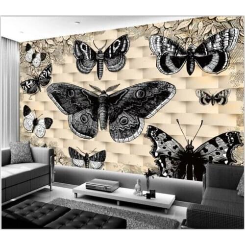 Beibehang Wallpaper mural custom home decor living room bedroom study photo butterfly floral vintage 3d wallpaper background