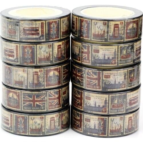 NEW 10pcs/Lot Decorative Big Ben Vintage Stamp Washi Tapes DIY Planner Adhesive Masking Tape Cute Papeleria