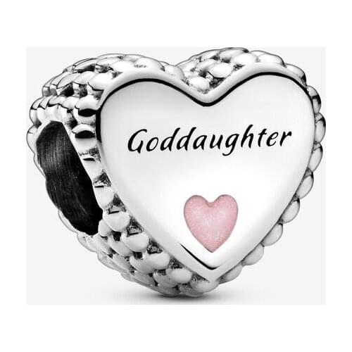 2020 New 925 Sterling Silver Goddaughter Heart Charm Fit pandora Bracelet Bangle Heart Bead Charm DIY Jewelry