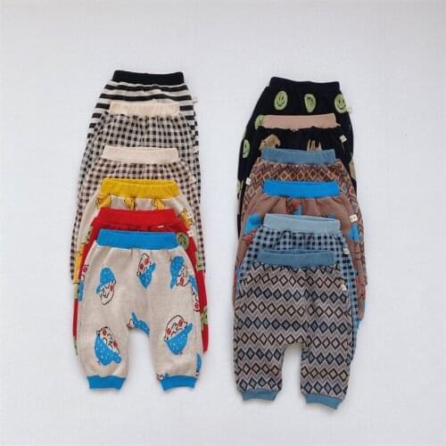 2021 New Autumn Baby Boy Casual Pants Loose Infant Girl Trousers Children Harem Pants Cartoon Print Toddler Pants