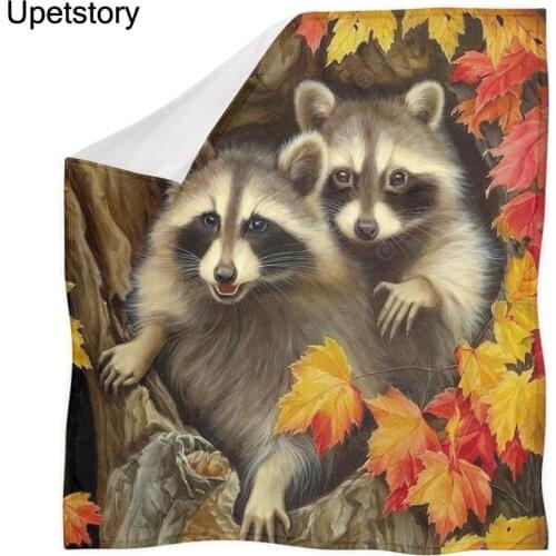 Upetstory Cute Animal Raccoon Printed Blanket for Sofa Bedding Sleeping Travel Blanket Large Soft Throw Blankets