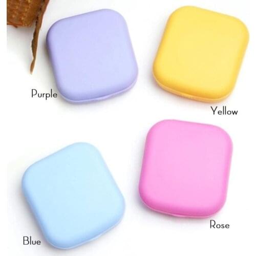 Solid Pocket Portable Mini Contact Lens Case Easy Carry Make Up Beauty Pupil Storage Box Mirror Container Travel Kit Cute Style