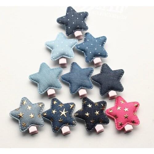 20pcs Resale Cowboy with Dot Star Shape Kids Hairpin with Gold Mini Star Korean Hair Girl Hair Barrette Naby blue Gold Hair Clip