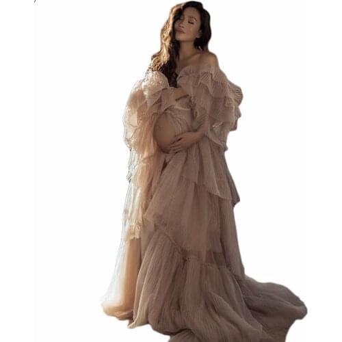 Pregnant Women Prom Dresses Sexy Off Shoulder High Split Photography Dress Gown for Pregnant Woman Plus Size Party Dress Custom