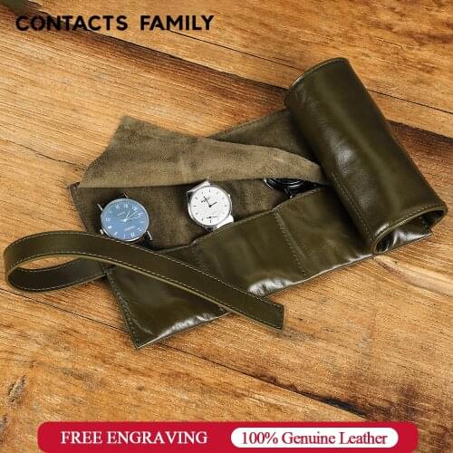 Contacts Family Luxury 6 Slots Watch Roll Travel Case Chic Portable Vintage Display Watch Storage Box Watch Pouch Organizers