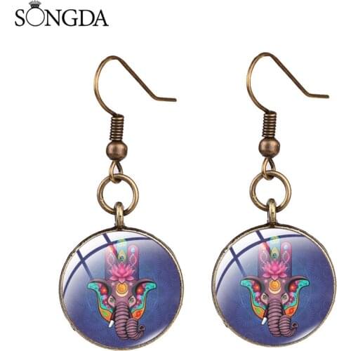 Judaica Hamsa Hearts Flowers Earring fashion minimalist Fish Hook Dangle Dome Drop Earrings For Women Jewelry Gifts Accessories