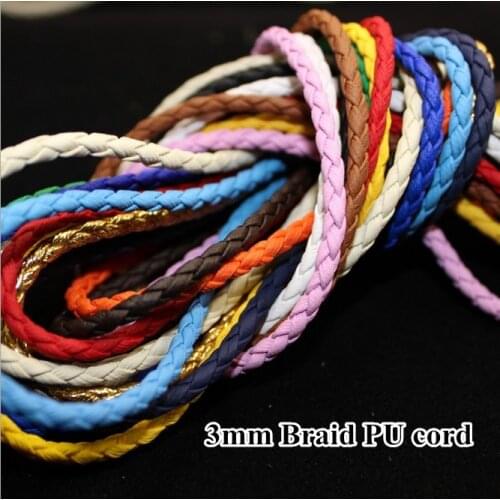 18colors faux leather cord/lace/strip/string 6ply PU braid cord 3mm x18m DIY accessory zakka bracelet belt free shipping