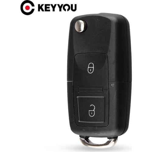 KEYYOU 2 Buttons Flip Folding Car Remote Key Case Shell For VW Volkswagen Golf MK4 Bora Auto Keyless Enter Key Case
