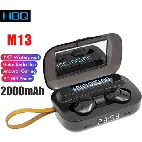 M13 TWS Bluetooth 5.1 Earphone Sports Waterproof Wireless Headset Stereo Headphones With Flashlight Clock Touch Earbuds