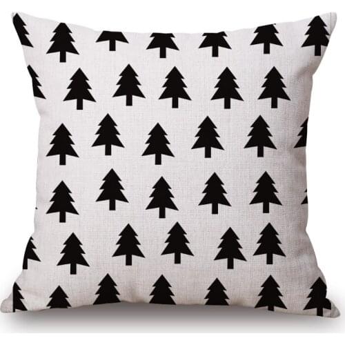 Vintage Cushion Cover Black White Simple style Tree Corss Cushions For Sofa Seat Simple Home Decor 45*45cm