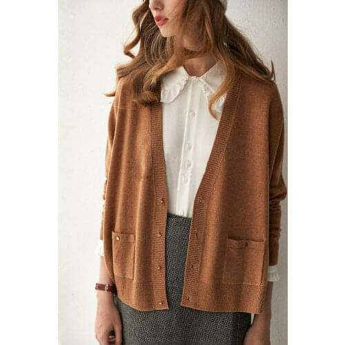 High grade 100%cashmere knit women new fashion sweaters cardigans coat gold button S/M/L 4colors