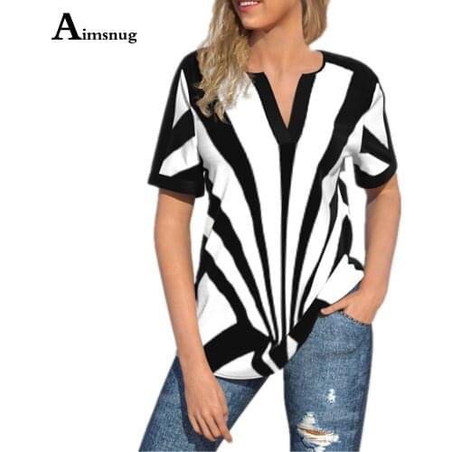 Plus Size 5xl Boho T-shirt Female Striped Print Top 2021 Summer Loose Womens Clothing Sexy V-neck Tees Shirt Casual Pullovers