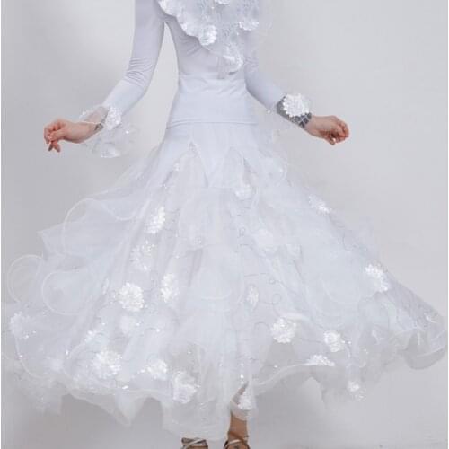 Women Ballroom Dance Costume Long Flamenco Dance skirts new Modern Standard Waltz tango Dress Spain Dancing Performance Outfits