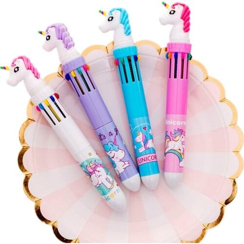 10 Colors (1 Pcs)Dream Unicorn Cute Cartoon Ballpoint Pen School Office Supply Gift Stationery Drawing Toy Pen for Children
