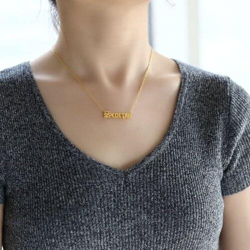 12 Constellations Sign Letter Necklace Virgo Leo Libra Gemini Aquarius Stainless Steel Necklace For Women Kids Birthday Gifts