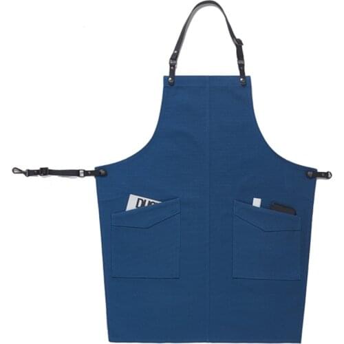 4 Colors Canvas Apron Leather Strap Cafe Bar Restaurant Barista Waitstaff Chef Uniform Hairdresser Barber Florist Work Wear D67A