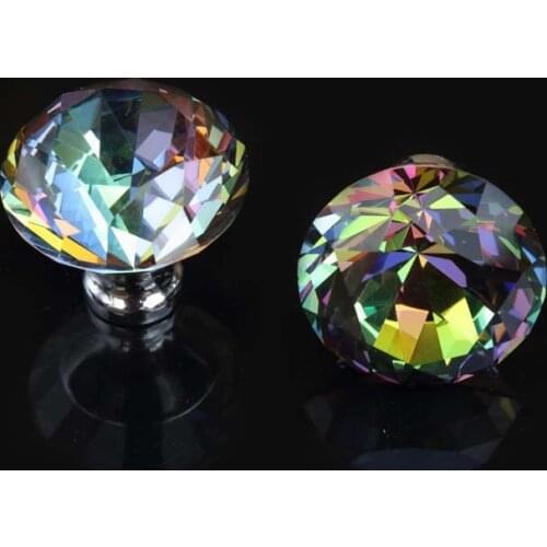 40mm colorful glass crystal wine cabinet bookcase wardrobe door handles silver clour rhinestone drawer cabinet knob pull fashion