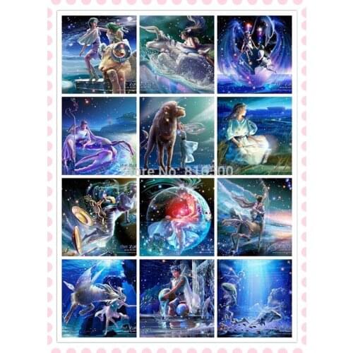 40x50cm Needlework Twelve Constellation Diamond Embroidery Two Size Home Decoration Diamond Pattern Full Square Diamond Painting