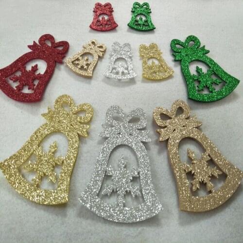 5pcs Pretty 5 Colors Big Small Selection Bling Bling Glitter Christmas Snowflake Bell Felt Fabric Children handmade Nonwoven