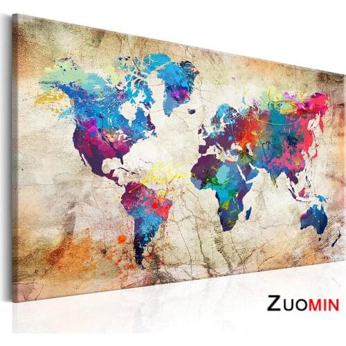 5D DIY Diamond Painting World Map Cross stitch Kit Full Drill Square Embroidery Landscape Mosaic Art Picture Of Rhinestones Gift