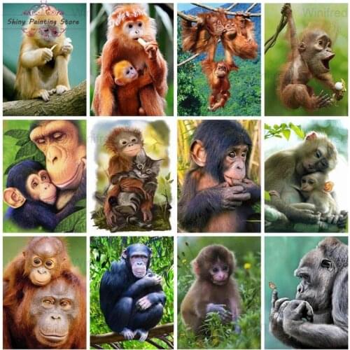 5D DIY Diamond Painting Animal Orangutan Monkey Picture Full Square/Round Diamond Embroidery Mosaic Handmade Home Decoration Gif
