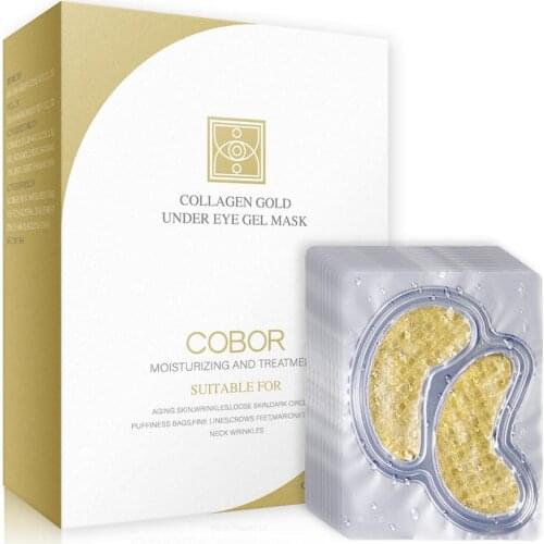COBOR 20 Pairs Gold Under Eye Masks Reduce Wrinkles Puffiness Hydrolyzed Collagen Moisturize Lift Anti-Aging Eye Pads