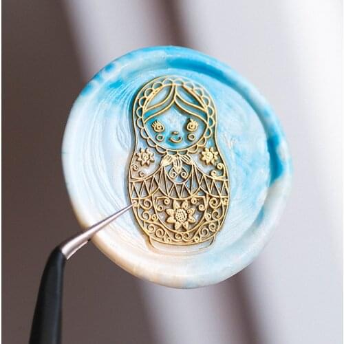 Porcelain Doll Wax Seal Stamp Festival Decorative Seal Gift Retro Diy Envelope Stamps Wedding Invitation