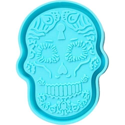 Resin Tray Mold DIY Epoxy Crystal Tray Skull Head Shape Tray Mold Silicone Resin Mold for DIY Craft Home Decor