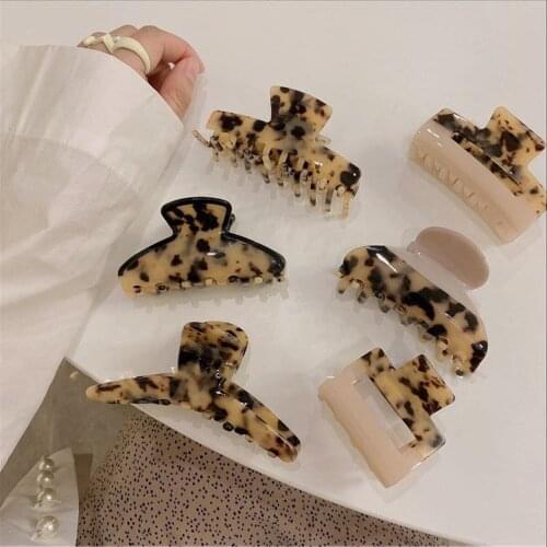 Korean Fashion Barrette Crab Hair Claws Bath Hair Claw Ponytail Clips Leopard Brown Patchwork Trend Hair Accessories for Women