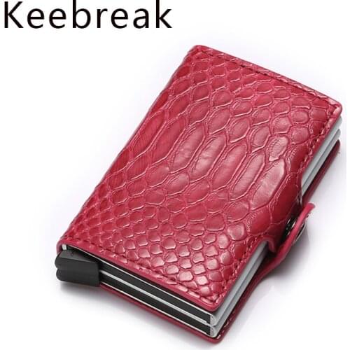 Red Rfid Women Wallet Ladies Money Bag Mini Purse Aluminium Pink Slim Card Leather Wallet Female Small Wallet Thin Valet portfel