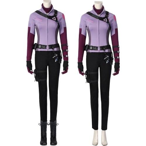 Adult Women Hawk Girl Kate Bishop Cosplay Costume Outfit Halloween Masquerade Party Full Props Suit