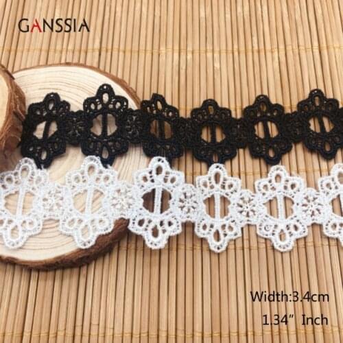 1yard Width:3.4cm Water-Soluble Lace Trim Ivory White & Black Laces for Ribbon Curtain Table Cloth Sewing Accessories(ss-2419)