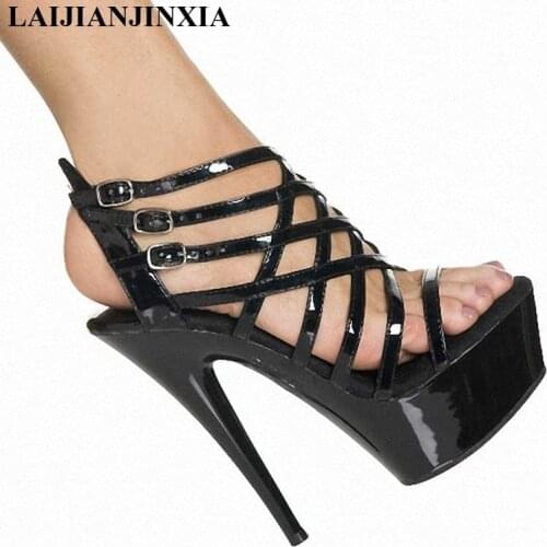 LAIJIANJINXIA Party Queen Sexy 15cm Thin High-Heels Platform Shoes Nightclub Pole Dancing Shoes Sandals Lady Dance Shoes