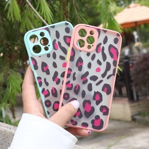 Leopard Phone Case for iPhone 11 Pro XR XS Max Case 7 8 Plus 12 Mini Pro Max SE2020 Shockproof Soft Side Cover Matte Bumper Case