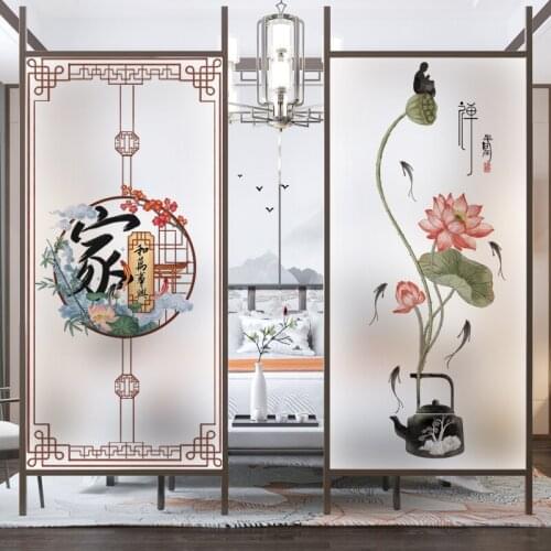 Chinese style classical blessing pattern electrostatic frosted glass film to protect privacy opaque balcony bathroom film